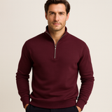 Men's Quarter Zip Long Sleeve Knit Pullover