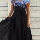 Women's Floral Lace V-Neck Maxi Dress