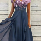 Women's Floral Lace V-Neck Maxi Dress