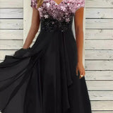 Women's Floral Lace V-Neck Maxi Dress