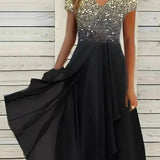 Women's Floral Lace V-Neck Maxi Dress