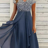 Women's Floral Lace V-Neck Maxi Dress