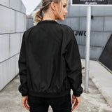 Women's Casual Bomber Jacket with Zip Closure