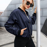Women's Casual Bomber Jacket with Zip Closure
