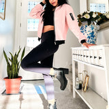 Women's Casual Bomber Jacket with Zip Closure