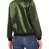 Women's Casual Bomber Jacket with Zip Closure