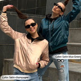 Women's Casual Bomber Jacket with Zip Closure