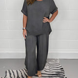 Oversized Two-Piece Set in Lightweight Breathable Fabric