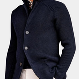 Men's Military-Inspired Fitted Knit Cardigan