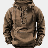 Men's Lace-Up Hoodie in Thick Relaxed-Fit Fabric