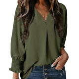 Women's V-Neck Roll Sleeve Blouse