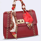 Printed Scarf Handle Crossbody Satchel Bag