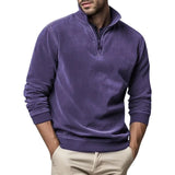 Men's Fleece Half-Zip Sweater with Ribbed Cuffs