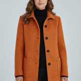 Women's Tailored Wool Stand-Collar Button-Front Overcoat