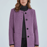 Women's Tailored Wool Stand-Collar Button-Front Overcoat