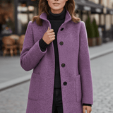 Women's Tailored Wool Stand-Collar Button-Front Overcoat