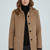 Women's Tailored Wool Stand-Collar Button-Front Overcoat