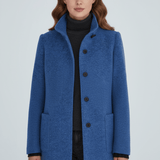 Women's Tailored Wool Stand-Collar Button-Front Overcoat