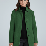 Women's Tailored Wool Stand-Collar Button-Front Overcoat