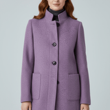 Women's Tailored Wool Stand-Collar Button-Front Overcoat