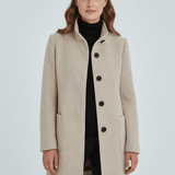 Women's Tailored Wool Stand-Collar Button-Front Overcoat