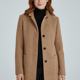 Women's Tailored Wool Stand-Collar Button-Front Overcoat