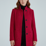 Women's Tailored Wool Stand-Collar Button-Front Overcoat