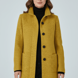 Women's Tailored Wool Stand-Collar Button-Front Overcoat