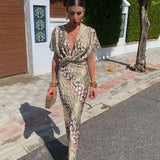 Women's Floral V-Neck Maxi Dress