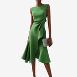 Sleeveless Asymmetrical Midi Dress