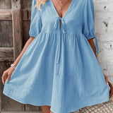 Women’s Tie Front Smock Dress