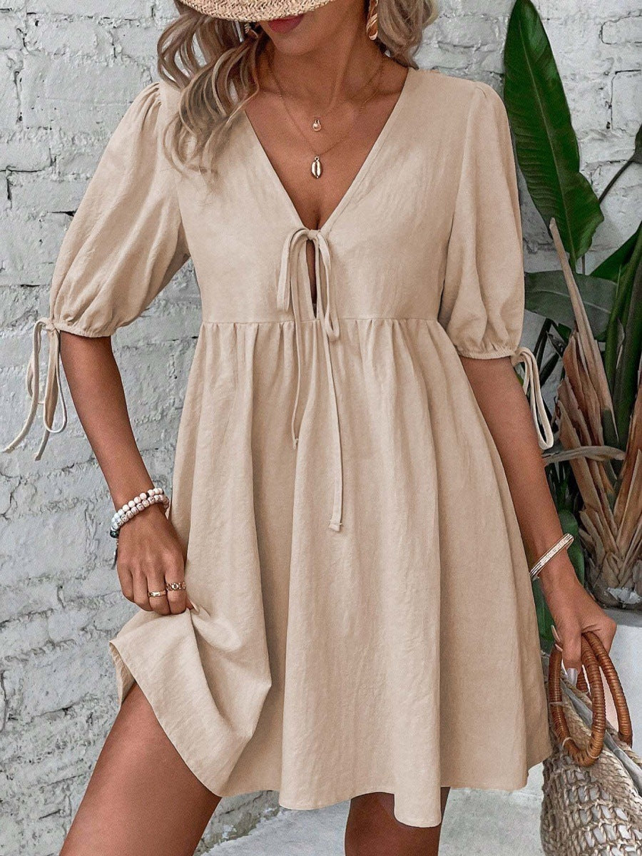 Women’s Tie Front Smock Dress