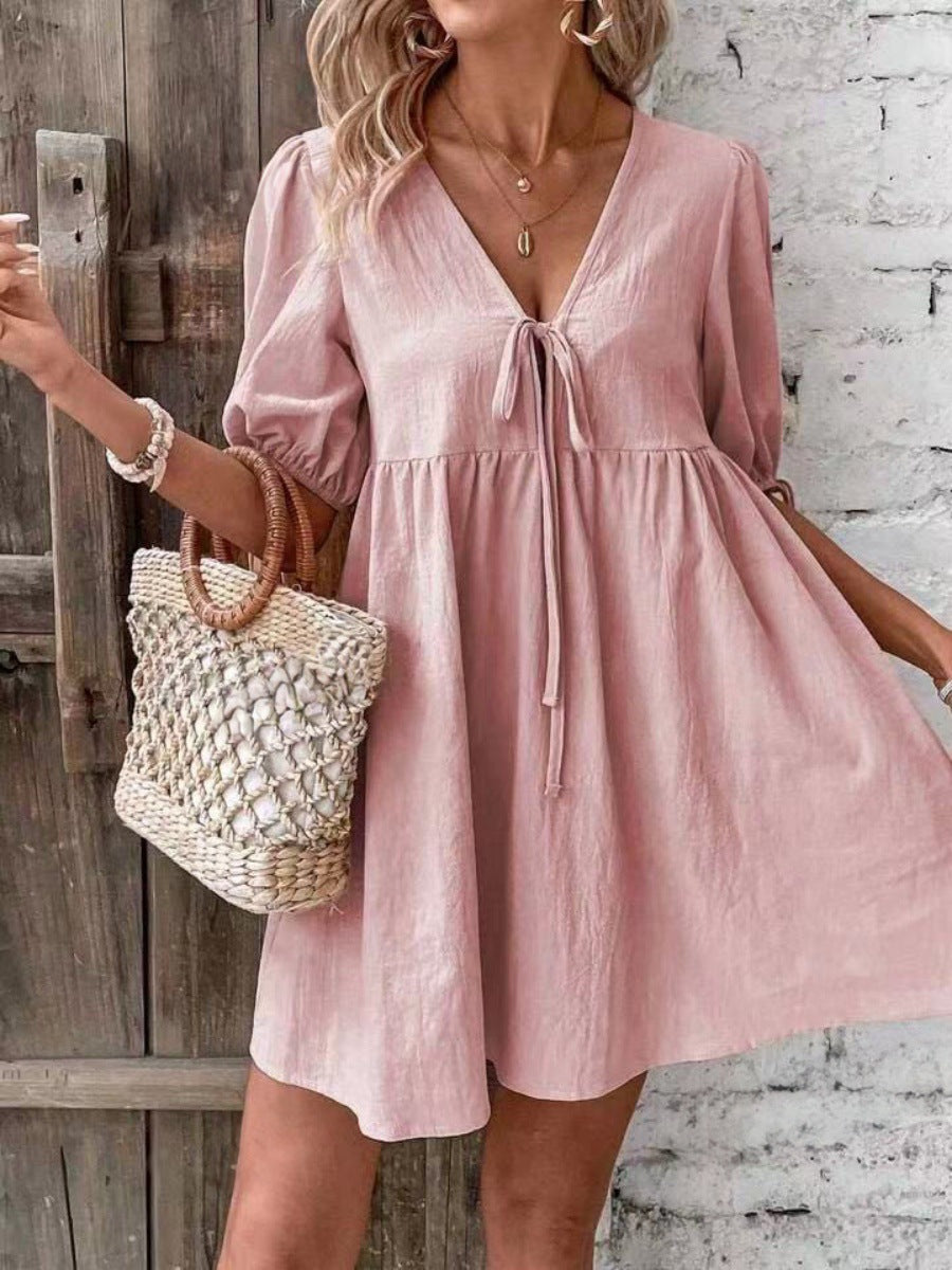 Women’s Tie Front Smock Dress
