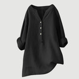 Women's V-Neck Button Linen Blend Blouse
