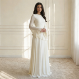 Women's Round-Neck Ruffle A-Line Maxi Dress