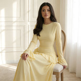 Women's Round-Neck Ruffle A-Line Maxi Dress