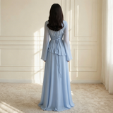 Women's Round-Neck Ruffle A-Line Maxi Dress