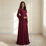 Women's Round-Neck Ruffle A-Line Maxi Dress