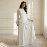 Women's Round-Neck Ruffle A-Line Maxi Dress