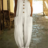Wide Leg Denim Overall Jumpsuit