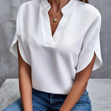 Women's V-Neck Short Sleeve Blouse