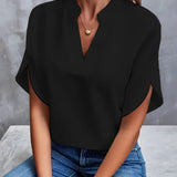 Women's V-Neck Short Sleeve Blouse