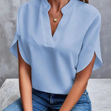 Women's V-Neck Short Sleeve Blouse