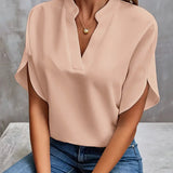 Women's V-Neck Short Sleeve Blouse