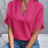 Women's V-Neck Short Sleeve Blouse
