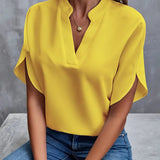Women's V-Neck Short Sleeve Blouse