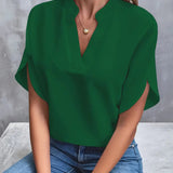 Women's V-Neck Short Sleeve Blouse