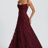 Strapless Lace Maxi Evening Dress