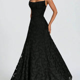 Strapless Lace Maxi Evening Dress