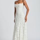 Strapless Lace Maxi Evening Dress